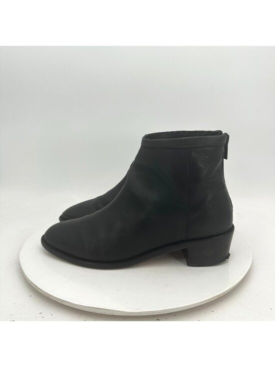Loeffler Randall Shoes - Loeffler Randall Women Size 7.5B Black Leather Back Zip Ankle Low Heel Boot